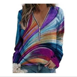 Rainbow Graffiti Half Zip Top